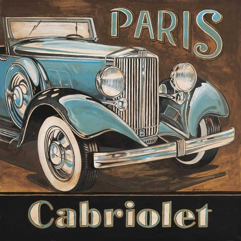 Paris Cabriolet Black Modern Wood Framed Art Print with Double Matting by Gorham, Gregory