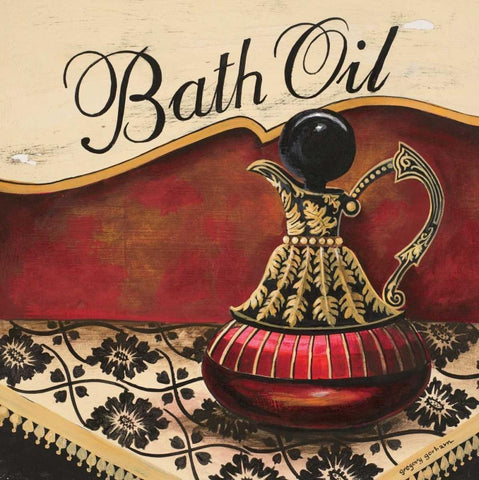 Bath Oil Black Ornate Wood Framed Art Print with Double Matting by Gorham, Gregory