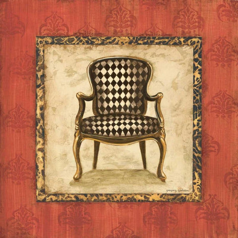 Parlor Chair IV Black Ornate Wood Framed Art Print with Double Matting by Gorham, Gregory