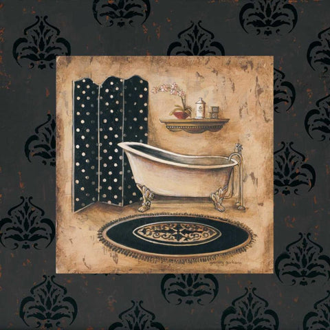 Bath Time I Black Ornate Wood Framed Art Print with Double Matting by Gorham, Gregory