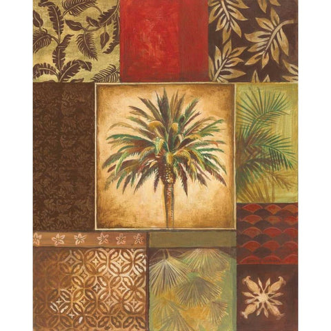 Palm Collage I Gold Ornate Wood Framed Art Print with Double Matting by Gorham, Gregory