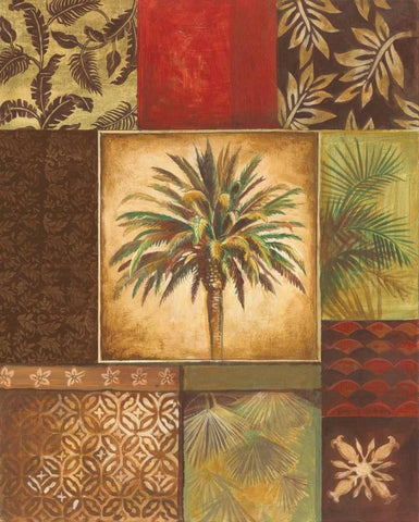 Palm Collage I Black Ornate Wood Framed Art Print with Double Matting by Gorham, Gregory