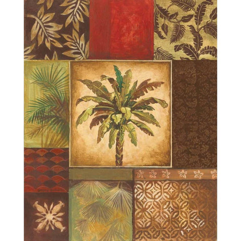 Palm Collage II Black Modern Wood Framed Art Print with Double Matting by Gorham, Gregory