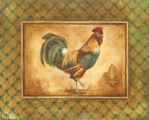 Country Rooster I Black Ornate Wood Framed Art Print with Double Matting by Gorham, Gregory