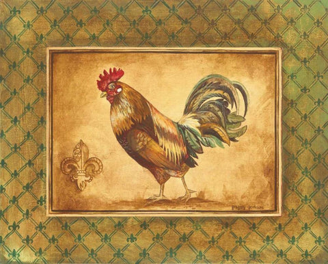 Country Rooster II White Modern Wood Framed Art Print with Double Matting by Gorham, Gregory