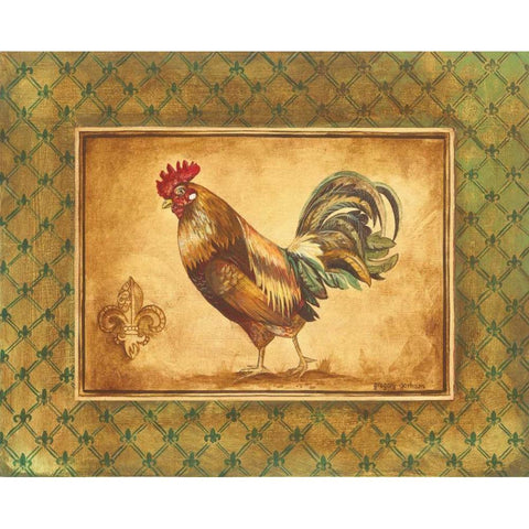 Country Rooster II Gold Ornate Wood Framed Art Print with Double Matting by Gorham, Gregory