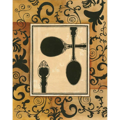 Spoons Black Modern Wood Framed Art Print with Double Matting by Gorham, Gregory