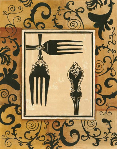 Forks Black Ornate Wood Framed Art Print with Double Matting by Gorham, Gregory