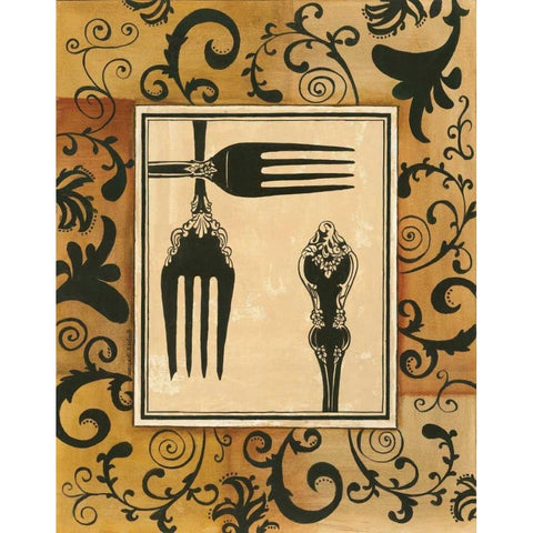 Forks Black Modern Wood Framed Art Print with Double Matting by Gorham, Gregory