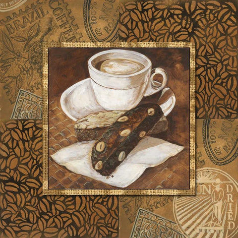 Coffee I Black Ornate Wood Framed Art Print with Double Matting by Gorham, Gregory