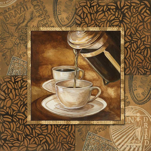 Coffee III Black Ornate Wood Framed Art Print with Double Matting by Gorham, Gregory