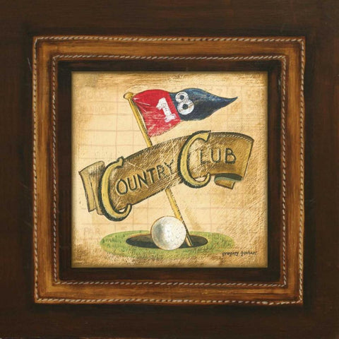 Golf Country Club Black Ornate Wood Framed Art Print with Double Matting by Gorham, Gregory