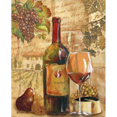 Wine Collage I White Modern Wood Framed Art Print by Gorham, Gregory