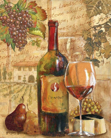 Wine Collage I White Modern Wood Framed Art Print with Double Matting by Gorham, Gregory