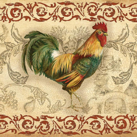 Toile Rooster II White Modern Wood Framed Art Print by Gorham, Gregory