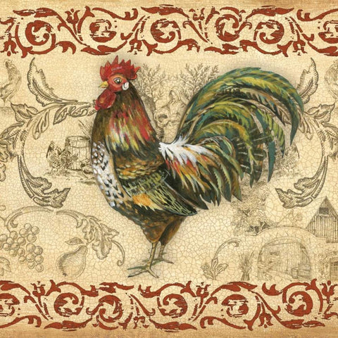 Toile Rooster IV Black Modern Wood Framed Art Print with Double Matting by Gorham, Gregory