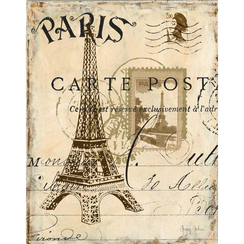 Paris Collage I Black Modern Wood Framed Art Print with Double Matting by Gorham, Gregory