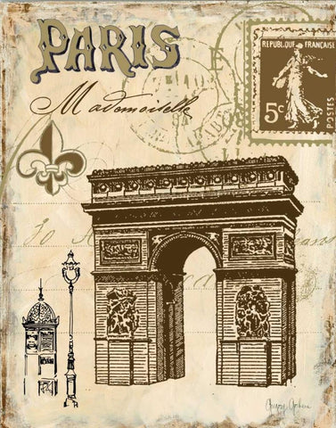 Paris Collage II Black Ornate Wood Framed Art Print with Double Matting by Gorham, Gregory