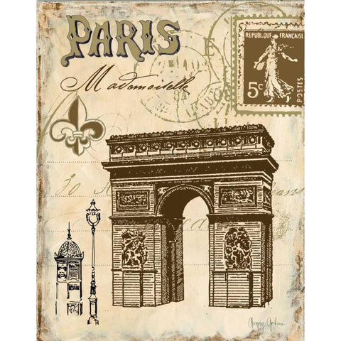 Paris Collage II Gold Ornate Wood Framed Art Print with Double Matting by Gorham, Gregory