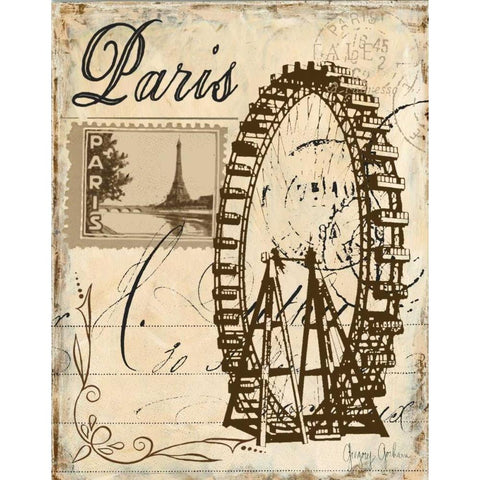 Paris Collage III Black Modern Wood Framed Art Print with Double Matting by Gorham, Gregory