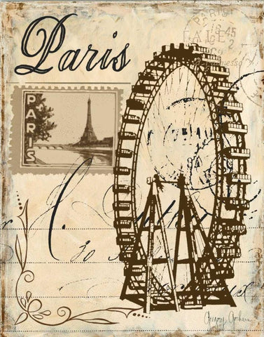 Paris Collage III White Modern Wood Framed Art Print with Double Matting by Gorham, Gregory