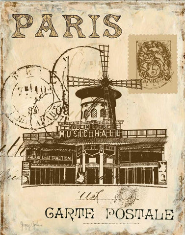 Paris Collage IV Black Ornate Wood Framed Art Print with Double Matting by Gorham, Gregory