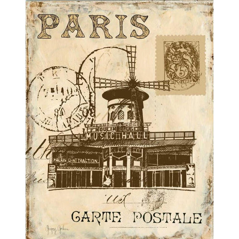 Paris Collage IV Black Modern Wood Framed Art Print with Double Matting by Gorham, Gregory