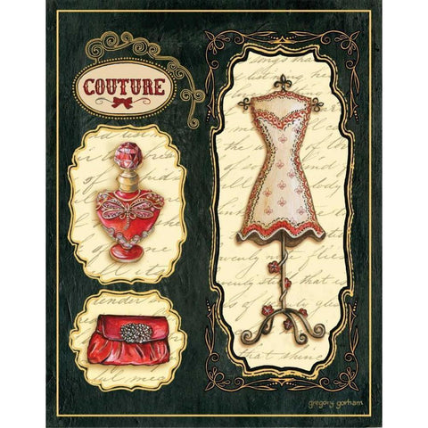 Paris Boutique En Rouge II Gold Ornate Wood Framed Art Print with Double Matting by Gorham, Gregory