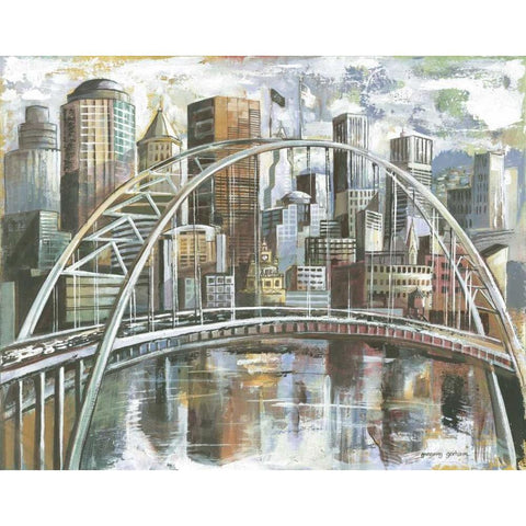 Cityscape II White Modern Wood Framed Art Print by Gorham, Gregory