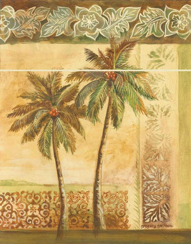 Palm Trees II Black Ornate Wood Framed Art Print with Double Matting by Gorham, Gregory