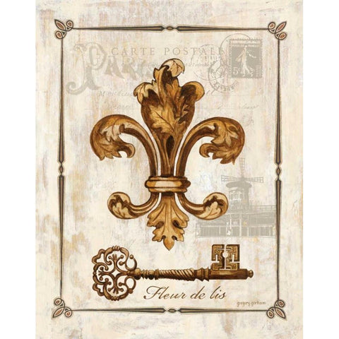 Fleur de Lis Gold Ornate Wood Framed Art Print with Double Matting by Gorham, Gregory