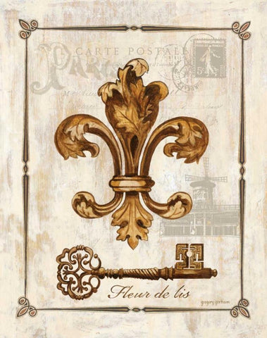 Fleur de Lis Black Ornate Wood Framed Art Print with Double Matting by Gorham, Gregory