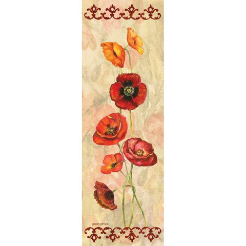 Scarlet Poppies I Gold Ornate Wood Framed Art Print with Double Matting by Gorham, Gregory