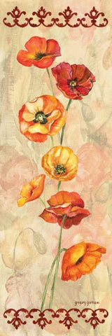 Scarlet Poppies II White Modern Wood Framed Art Print with Double Matting by Gorham, Gregory