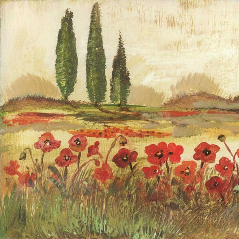 Poppy Field II Black Ornate Wood Framed Art Print with Double Matting by Gorham, Gregory