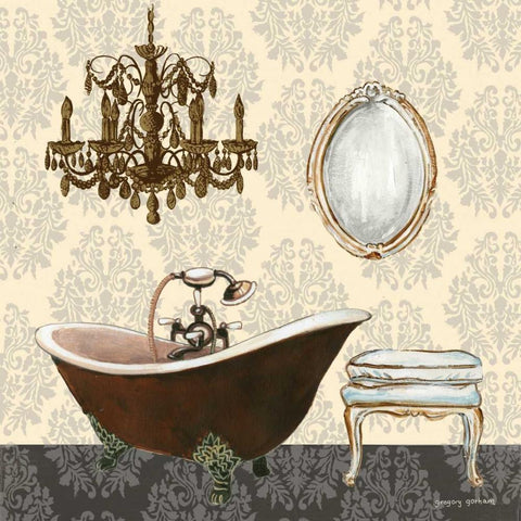 French Bath Motif II Black Ornate Wood Framed Art Print with Double Matting by Gorham, Gregory