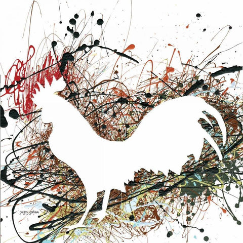 Party Rooster II White Modern Wood Framed Art Print by Gorham, Gregory