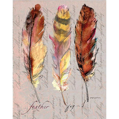 Three Feathers I White Modern Wood Framed Art Print by Gorham, Gregory