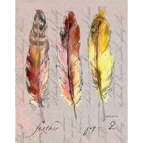 Three Feathers II Black Modern Wood Framed Art Print with Double Matting by Gorham, Gregory