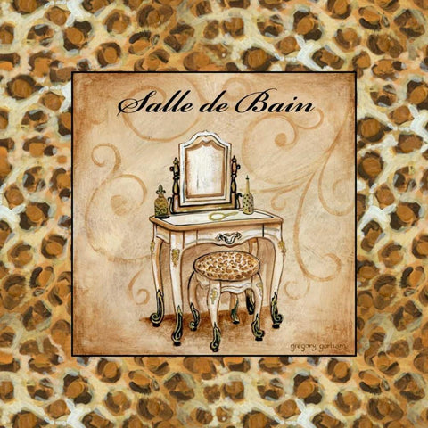 Leopard Salle de Bain Gold Ornate Wood Framed Art Print with Double Matting by Gorham, Gregory