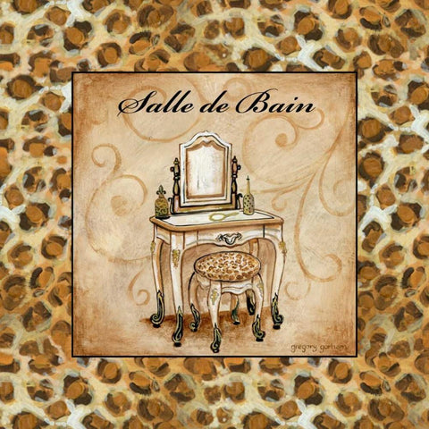 Leopard Salle de Bain Black Ornate Wood Framed Art Print with Double Matting by Gorham, Gregory