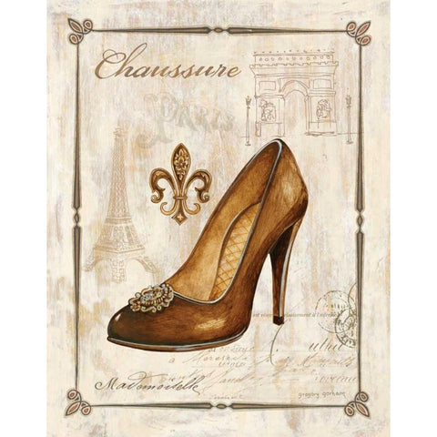 Keys to Paris Chaussure Black Modern Wood Framed Art Print with Double Matting by Gorham, Gregory