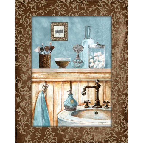 Blue Bath III Gold Ornate Wood Framed Art Print with Double Matting by Gorham, Gregory