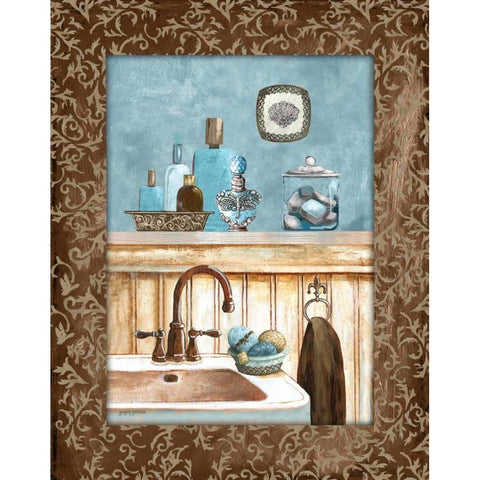 Blue Bath IV Gold Ornate Wood Framed Art Print with Double Matting by Gorham, Gregory