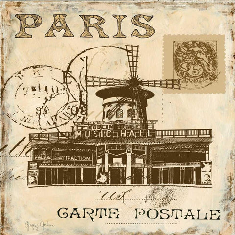 Paris Collage Sq. IV Black Modern Wood Framed Art Print with Double Matting by Gorham, Gregory