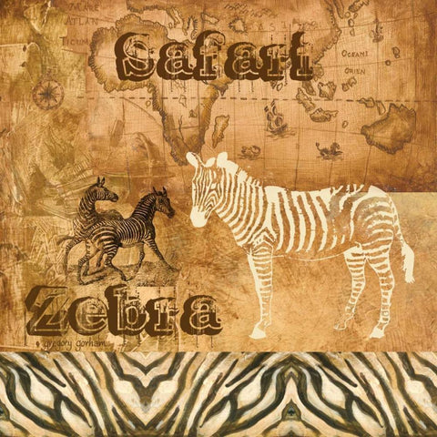 Safari Zebra Gold Ornate Wood Framed Art Print with Double Matting by Gorham, Gregory