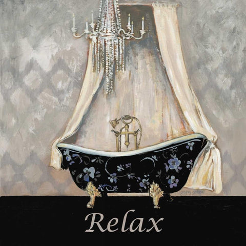 Ikat Bath Relax White Modern Wood Framed Art Print by Gorham, Gregory