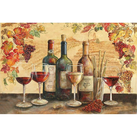 Tuscan Banquet Motif Black Modern Wood Framed Art Print with Double Matting by Gorham, Gregory