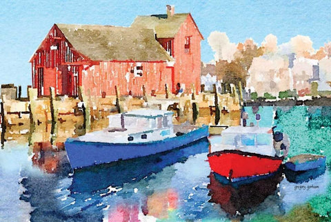 Rock Harbor I Black Ornate Wood Framed Art Print with Double Matting by Gorham, Gregory