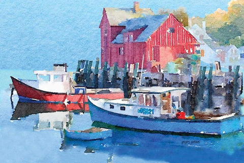 Rock Harbor II Black Ornate Wood Framed Art Print with Double Matting by Gorham, Gregory